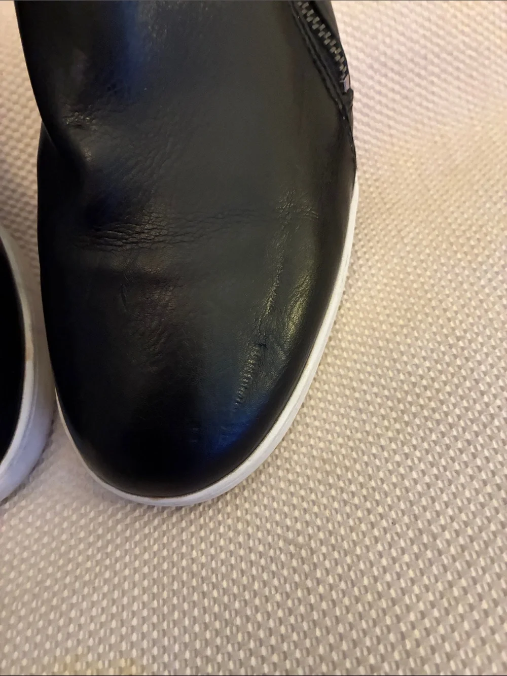 LifeStride Eden Men's Black Leather Slip-On Sneakers w/ Side Zip